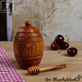 Honigtopf incl. Honiglöffel aus Olivenholz